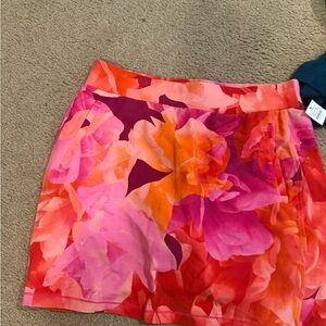 Talbots Vibrant Pink and Orange Floral Mini Skirt